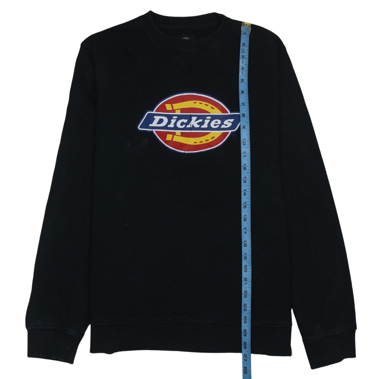 Dickies Mens Black Large Crew Neck Logo Pullover Sweatshirt