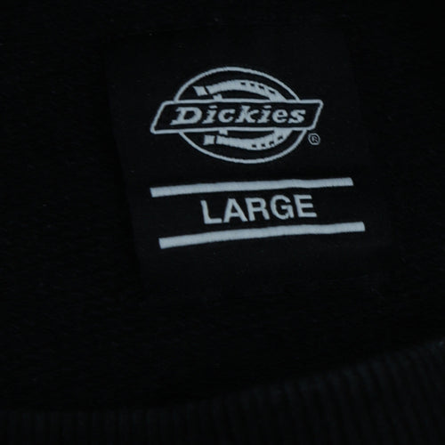 Dickies Mens Black Large Crew Neck Logo Pullover Sweatshirt