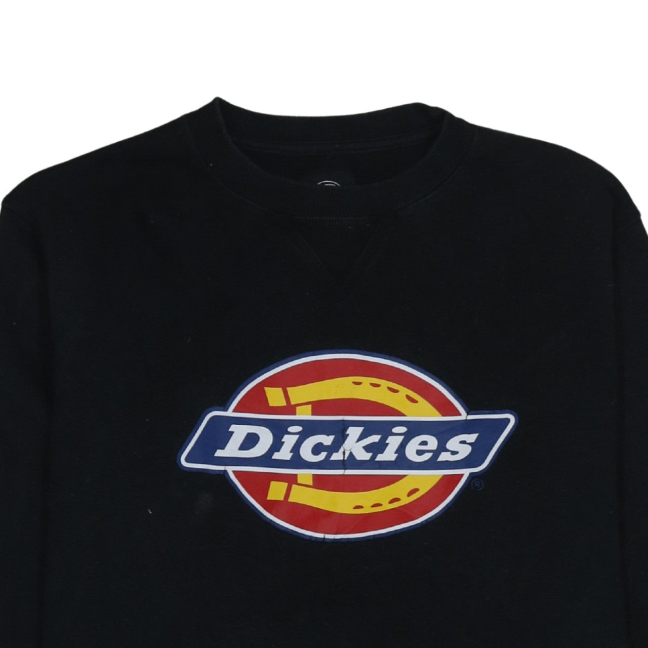 Dickies Mens Black Large Crew Neck Logo Pullover Sweatshirt