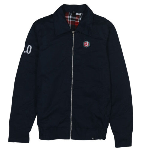 Agence Pattern Men's Blue Cotton Bomber Jacket L Full Zip Casual