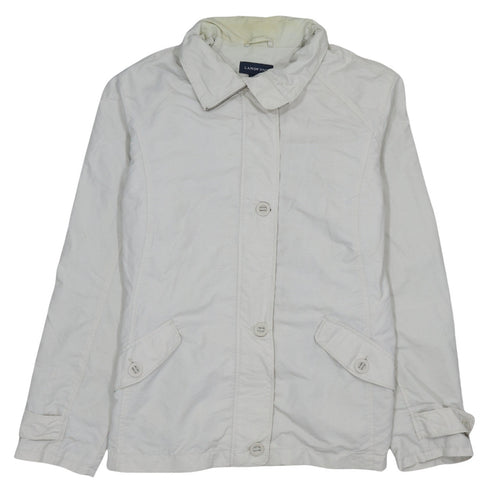 Lands' End Women White Nylon Mid-Length Jacket L