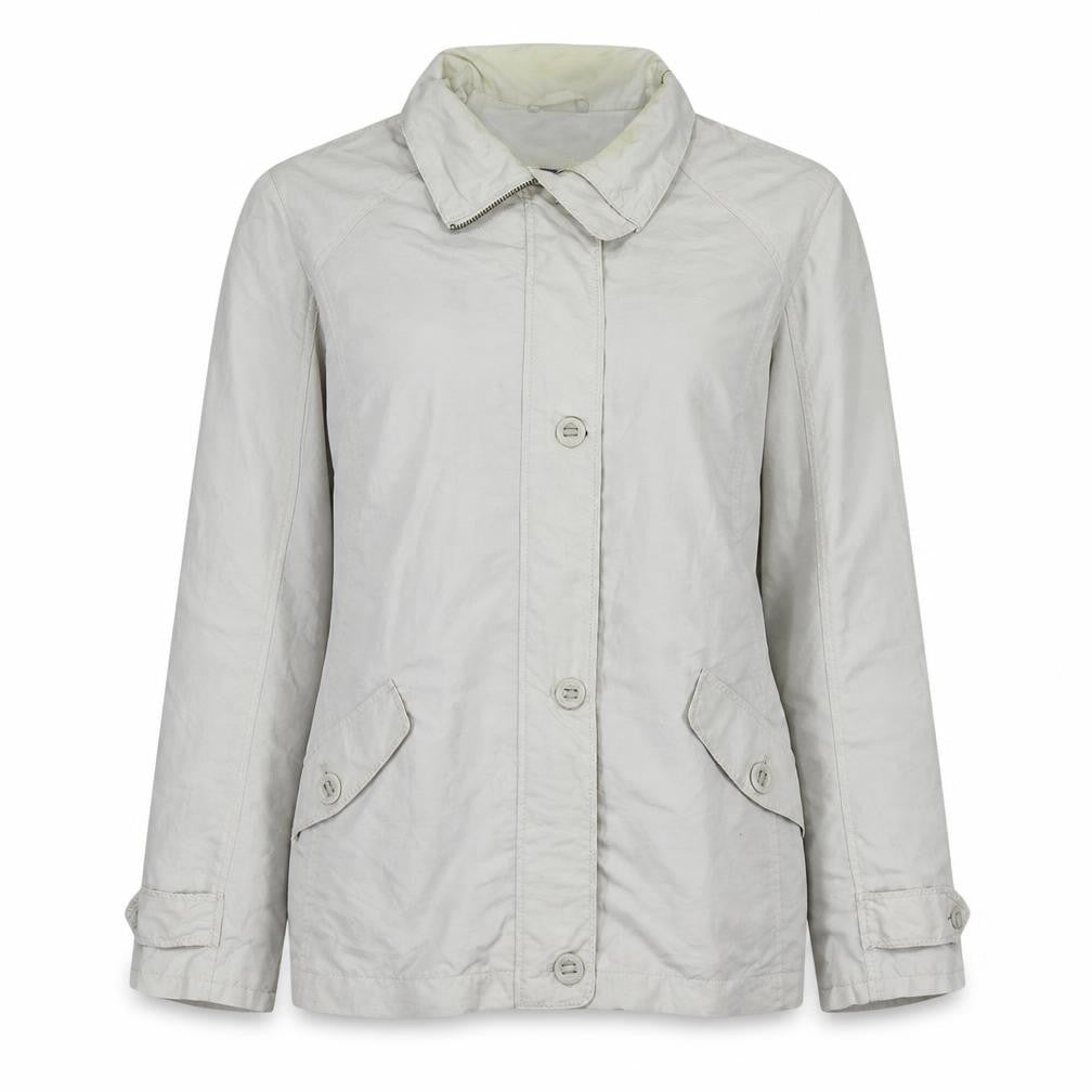 Front view of Lands' End Women White Nylon Mid-Length Jacket L