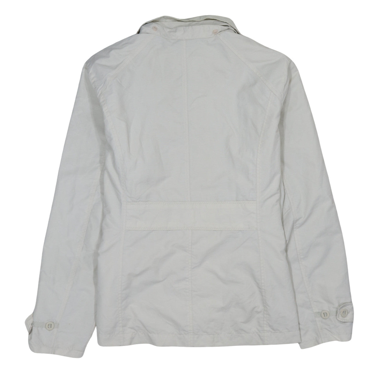 Lands' End Women White Nylon Mid-Length Jacket L