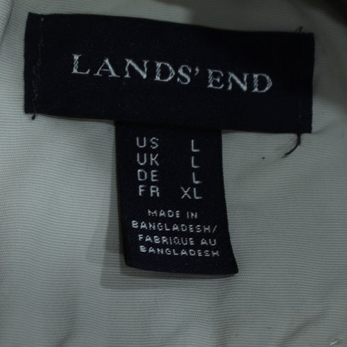 Lands' End Women White Nylon Mid-Length Jacket L