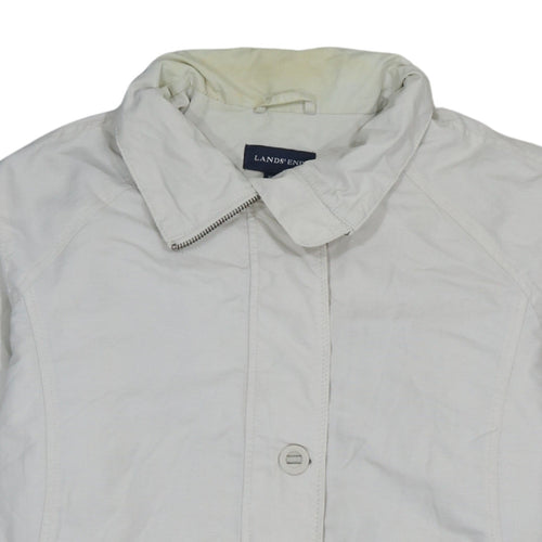 Lands' End Women White Nylon Mid-Length Jacket L