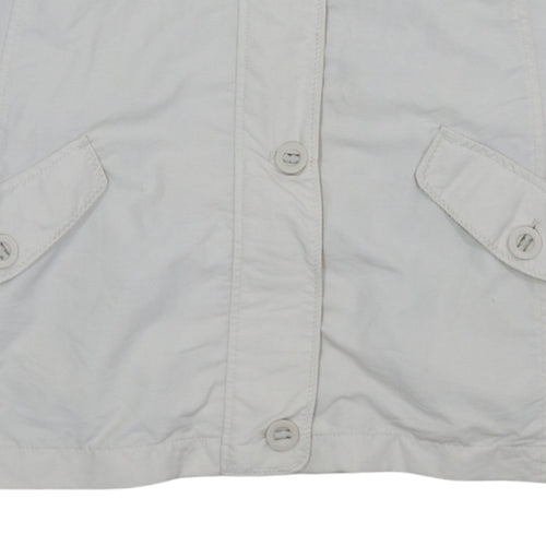 Lands' End Women White Nylon Mid-Length Jacket L