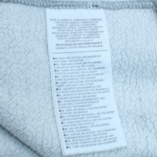 Nike Men's Grey Pullover Hoodie M Embroidered Logo Fleece Sweatshirt