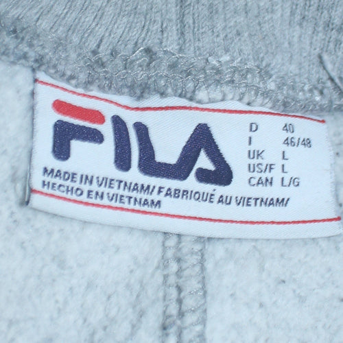 FILA Men's Grey Jogger Sweatpants L Regular Fleece Tapered