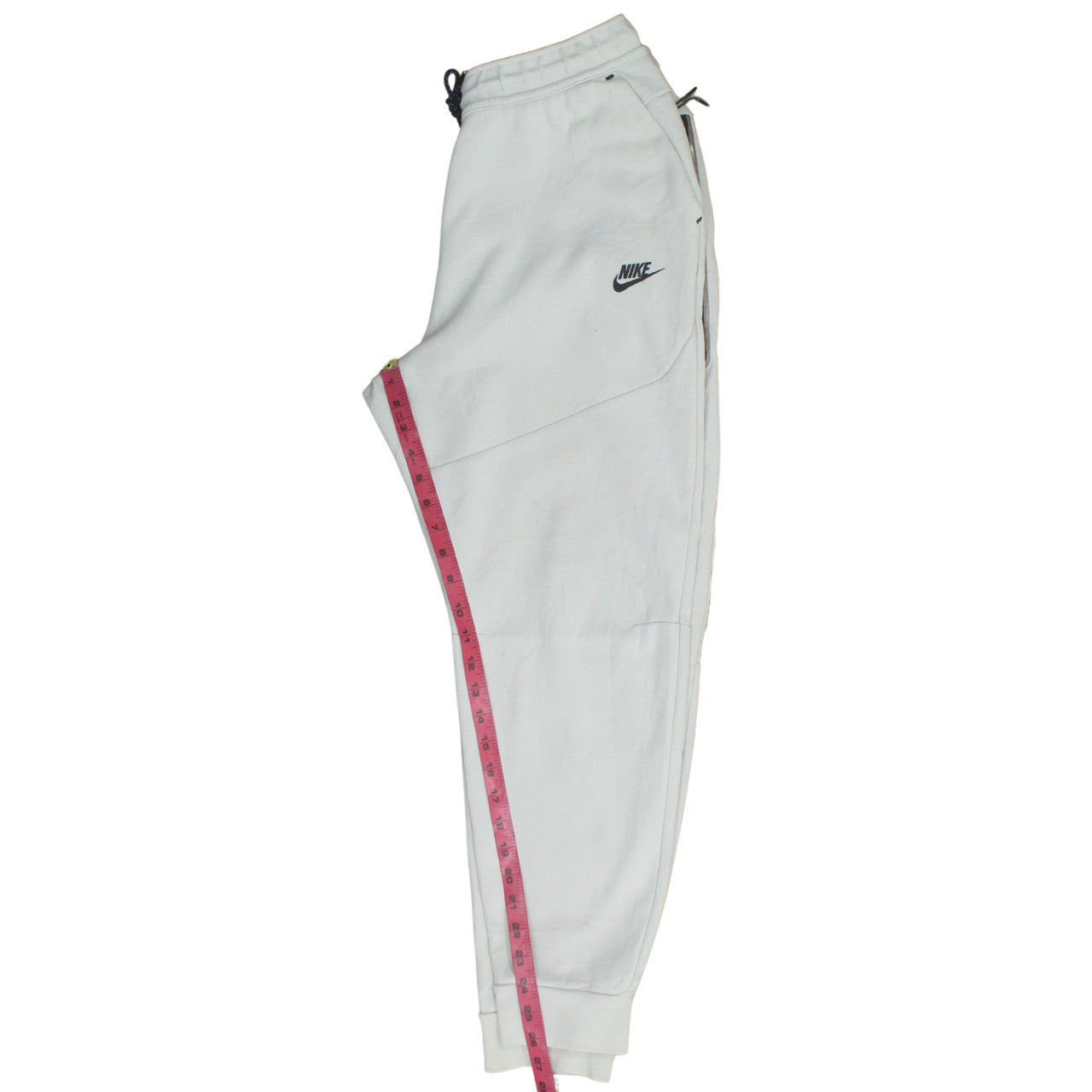 Nike Men's White Fleece Jogger Sweatpants L Tapered Fit