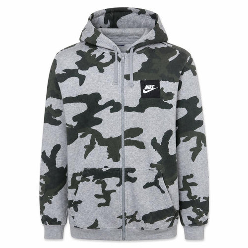 Nike Men's Grey Camouflage Full Zip Hoodie M Fleece Sportswear