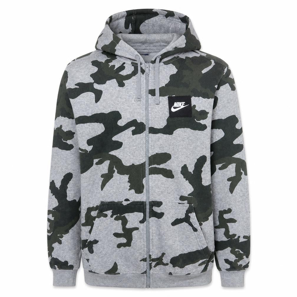 Nike Men's Grey Camouflage Full Zip Hoodie M Fleece Sportswear