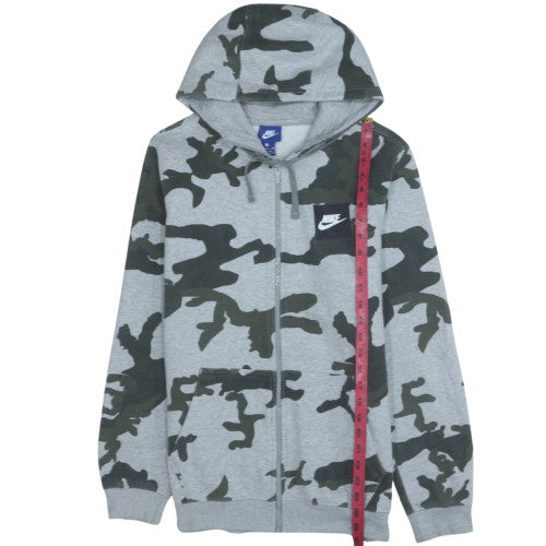 Nike Men's Grey Camouflage Full Zip Hoodie M Fleece Sportswear
