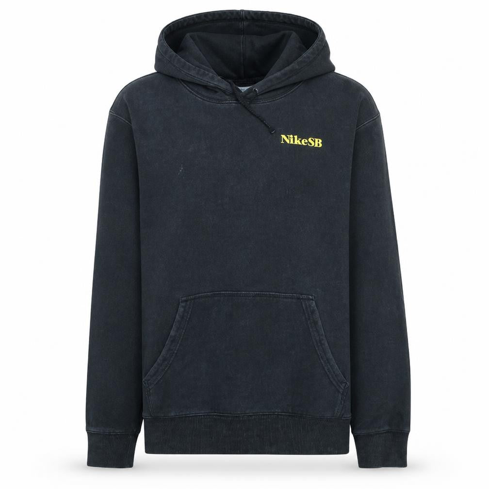 Front view of Nike SB Men's Black Pullover Hoodie Small Fleece Skate Sweatshirt