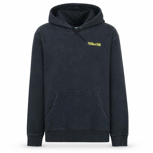 Front view of Nike SB Men's Black Pullover Hoodie Small Fleece Skate Sweatshirt