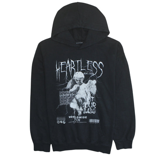 PrettyLittleThing Women Black Graphic Heartless Pullover Hoodie M