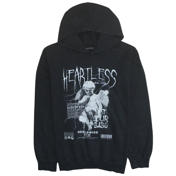 PrettyLittleThing Women Black Graphic Heartless Pullover Hoodie M