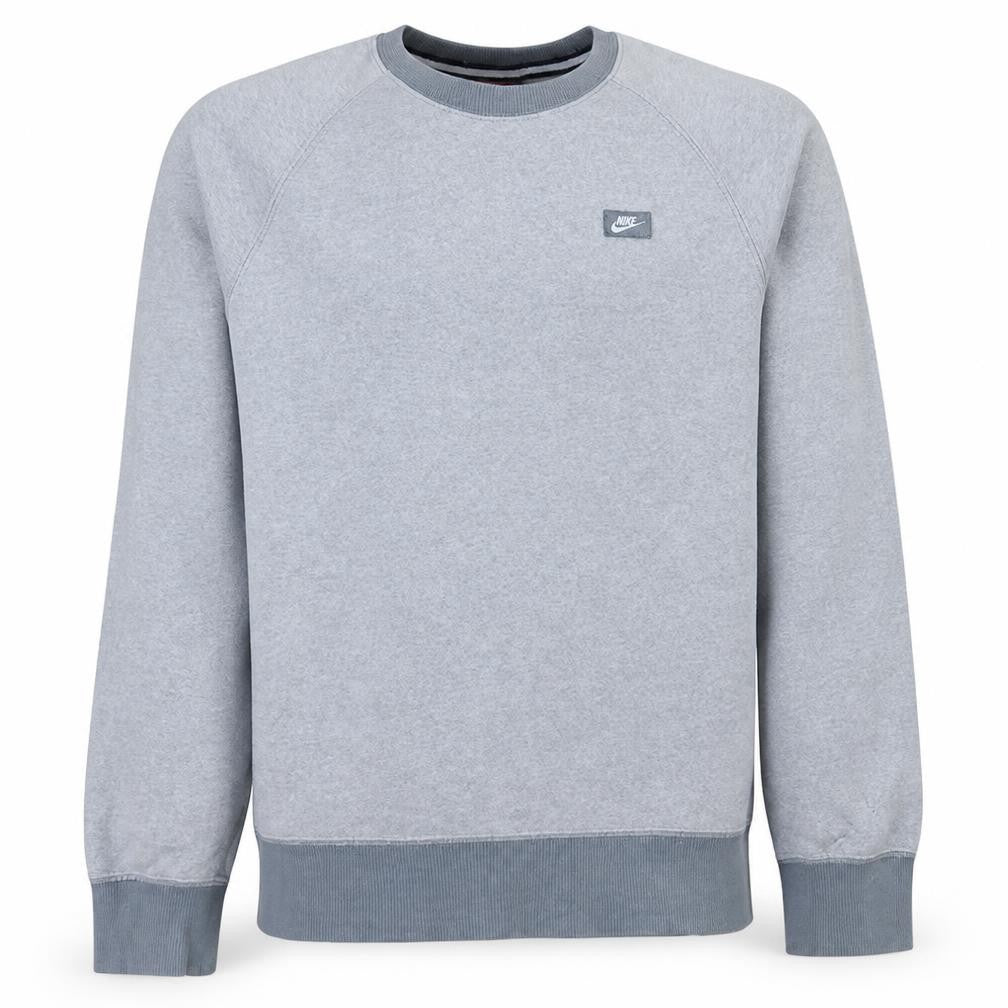 Front view of Nike Men's Grey Pullover Crew Neck Sweatshirt, size S