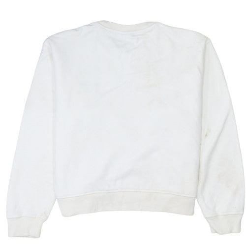 Adidas Women White Blue Crew Neck Sweatshirt Size 12 Cotton Blend