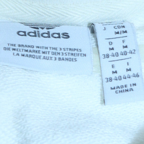 Adidas Women White Blue Crew Neck Sweatshirt Size 12 Cotton Blend