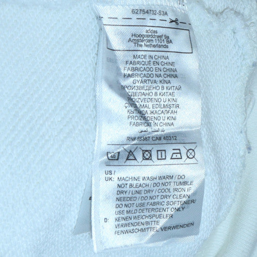 Adidas Women White Blue Crew Neck Sweatshirt Size 12 Cotton Blend