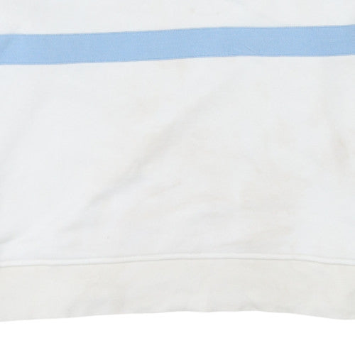 Adidas Women White Blue Crew Neck Sweatshirt Size 12 Cotton Blend
