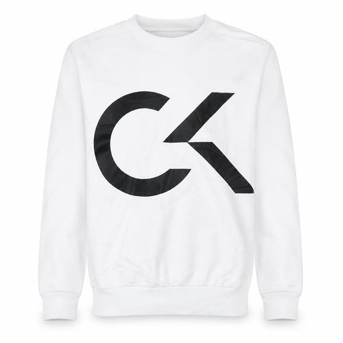 Calvin Klein Men White XS Pullover Sweatshirt Logo Fleece