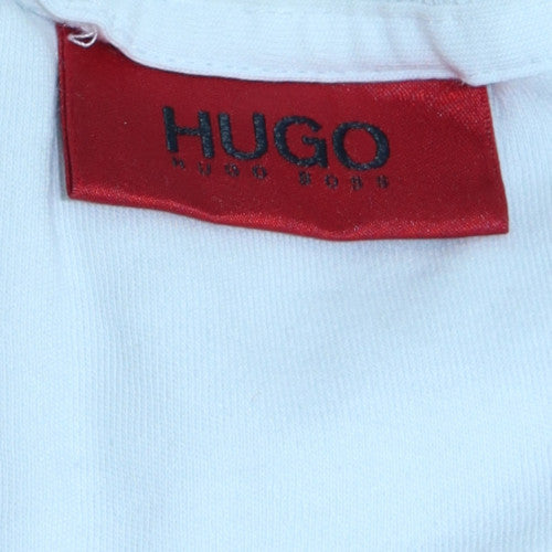 Hugo Boss Men's White XL Crew Neck Logo Sweatshirt