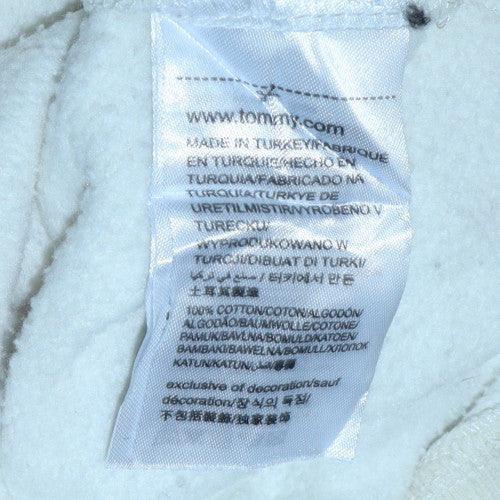 Tommy Hilfiger Women Ivory Hoodie Medium Cotton Pullover Logo