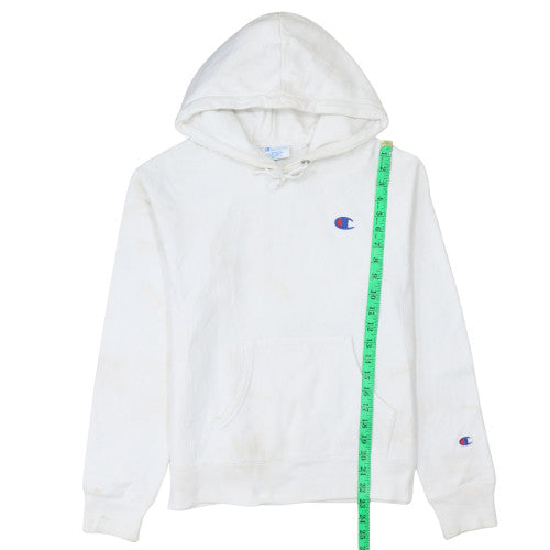 Champion Reverse Weave White Hoodie Women Small Pullover Cotton Logo