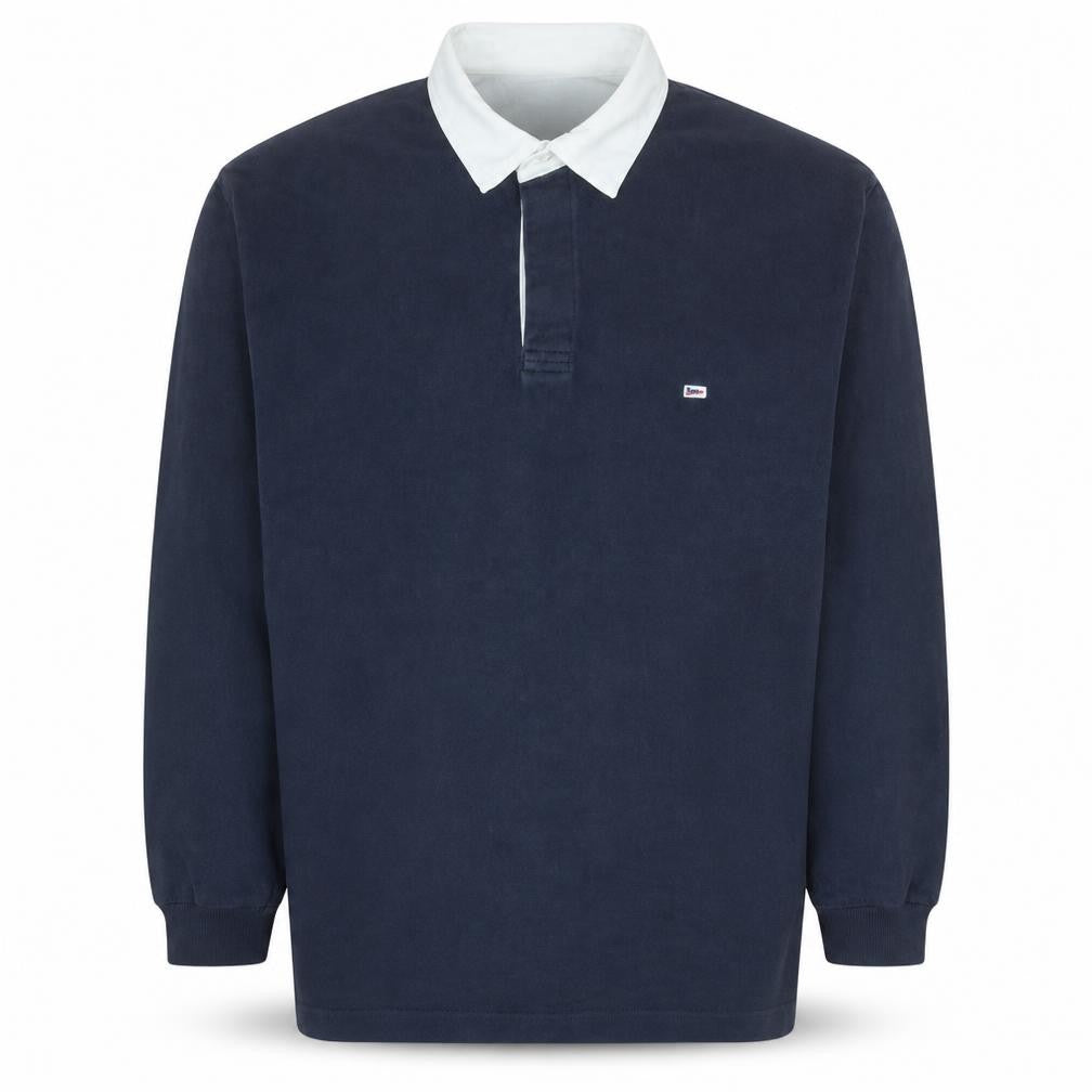 Front view of Marks & Spencer Blue Harbour Men's Blue Long Sleeve Polo M