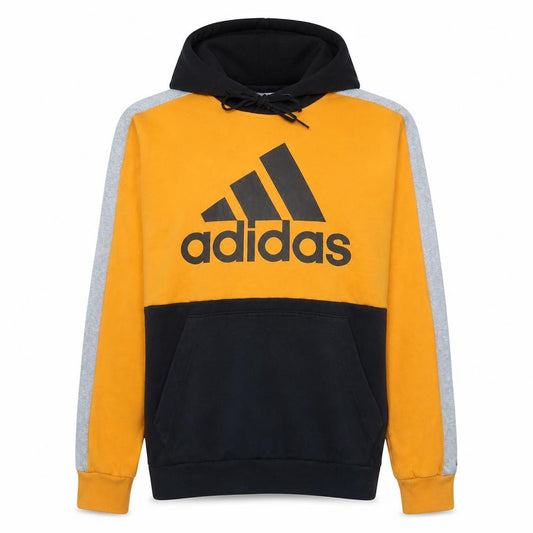 Front view of Adidas men’s multicoloured pullover hoodie, size S, fleece logo
