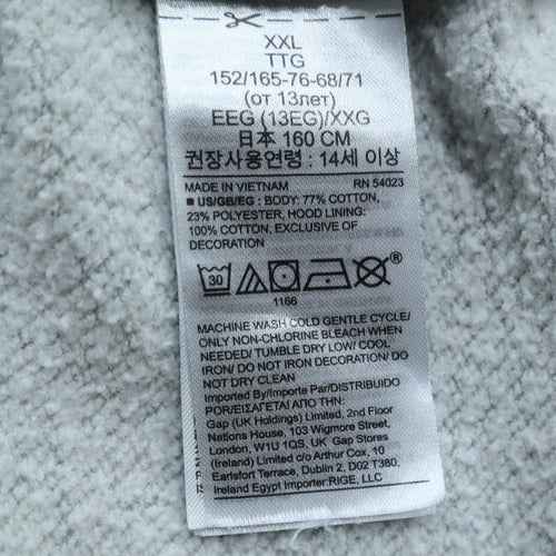 GAP Boys Grey XXL Pullover Hoodie Cotton Blend Casual Warm Sweatshirt