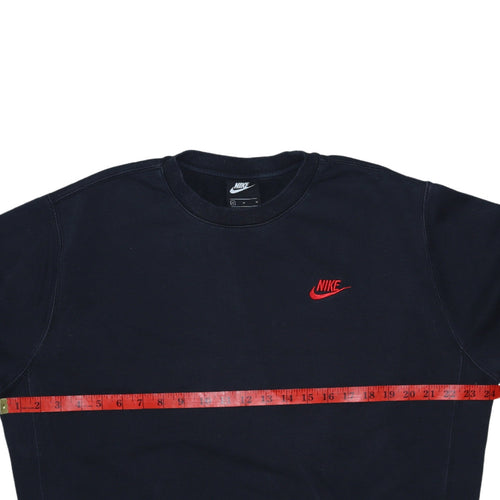 Nike Men's Black Medium Pullover Sweatshirt Crew Neck Embroidered Logo