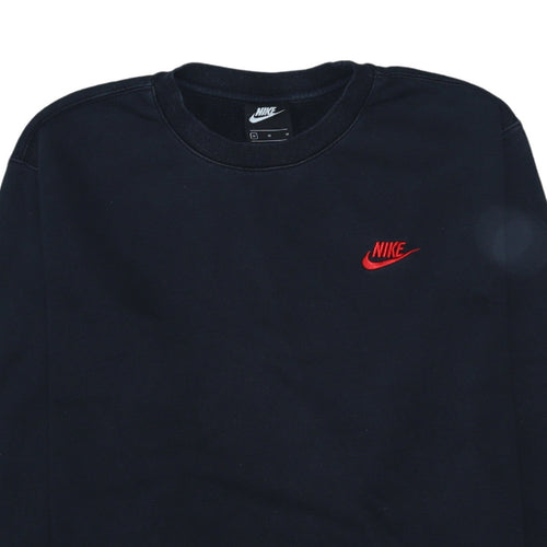 Nike Men's Black Medium Pullover Sweatshirt Crew Neck Embroidered Logo