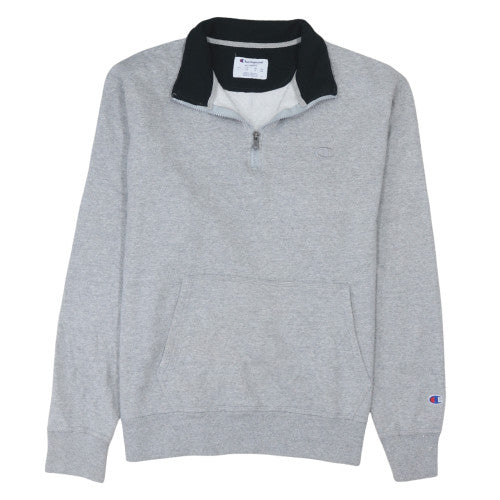 Champion Men's Grey 1/4 Zip Fleece Sweatshirt Size L