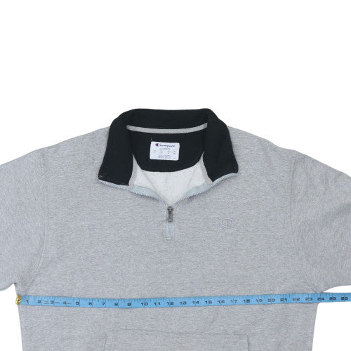 Champion Men's Grey 1/4 Zip Fleece Sweatshirt Size L