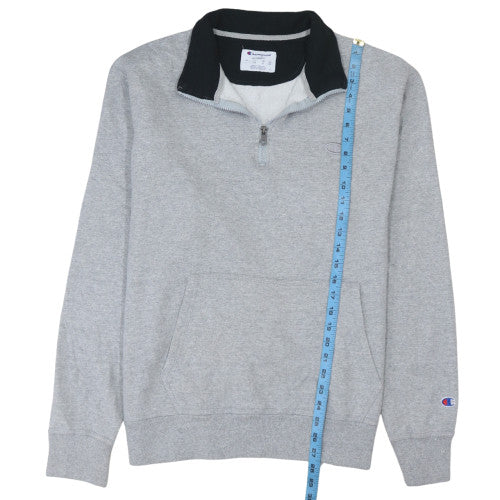 Champion Men's Grey 1/4 Zip Fleece Sweatshirt Size L