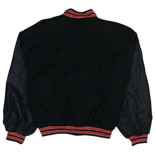 Boohoo Women's Black Varsity Jacket Size 10 Embroidered Bomber
