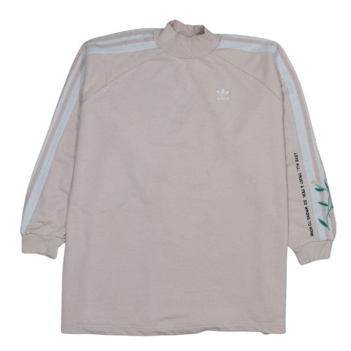 Adidas Women Beige Crew Neck Long Sleeve Sweatshirt Size 10