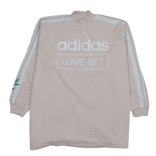 Adidas Women Beige Crew Neck Long Sleeve Sweatshirt Size 10