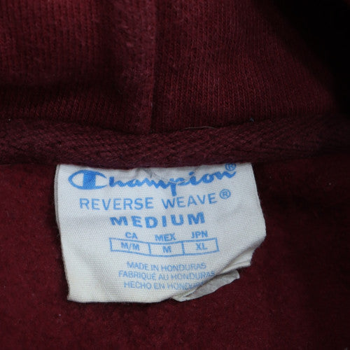 Champion Men's Red Pullover Hoodie Medium Fleece Reverse Weave