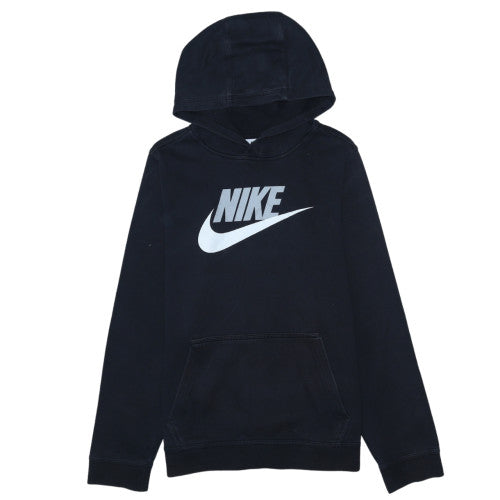 Nike Boys Black XL Pullover Hoodie with Logo Print