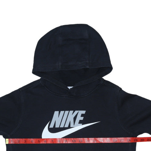 Nike Boys Black XL Pullover Hoodie with Logo Print