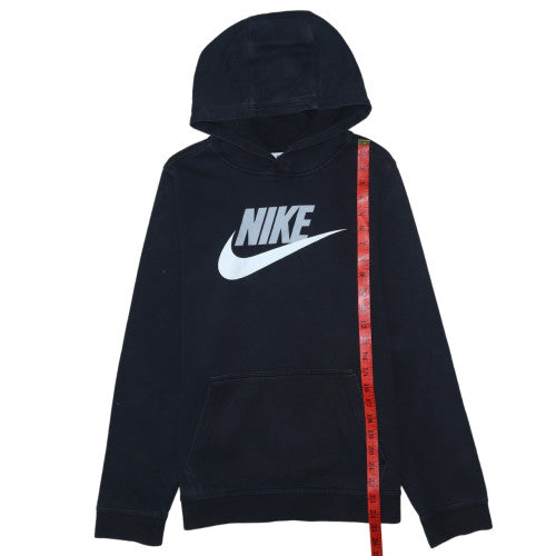 Nike Boys Black XL Pullover Hoodie with Logo Print