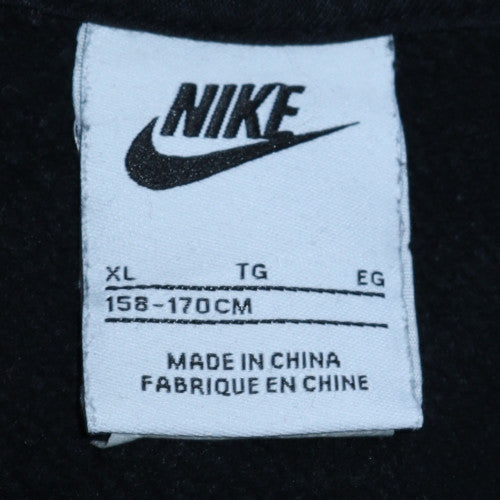 Nike Boys Black XL Pullover Hoodie with Logo Print