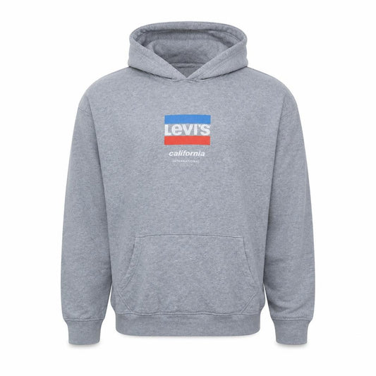 Front view of Levi's Men's Grey XL Relaxed Fit Pullover Hoodie Sweatshirt