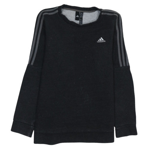 Adidas Mens Black Small Crew Neck Sweatshirt Classic Pullover