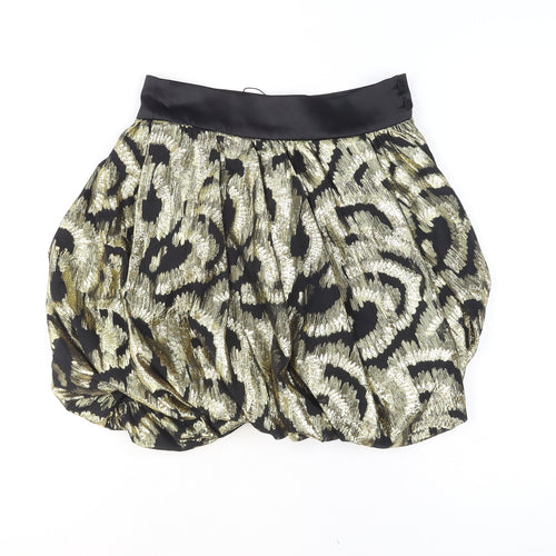Zara Women’s Gold Animal Print Bubble Hem Skirt Size 8