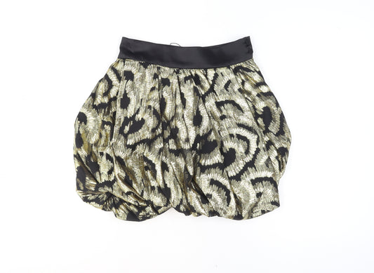 Zara Women’s Gold Animal Print Bubble Hem Skirt Size 8