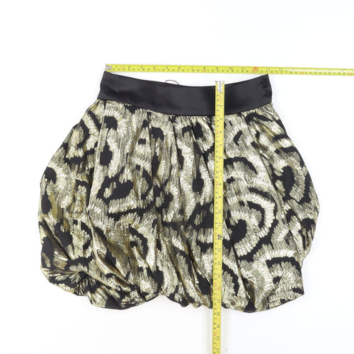 Zara Women’s Gold Animal Print Bubble Hem Skirt Size 8